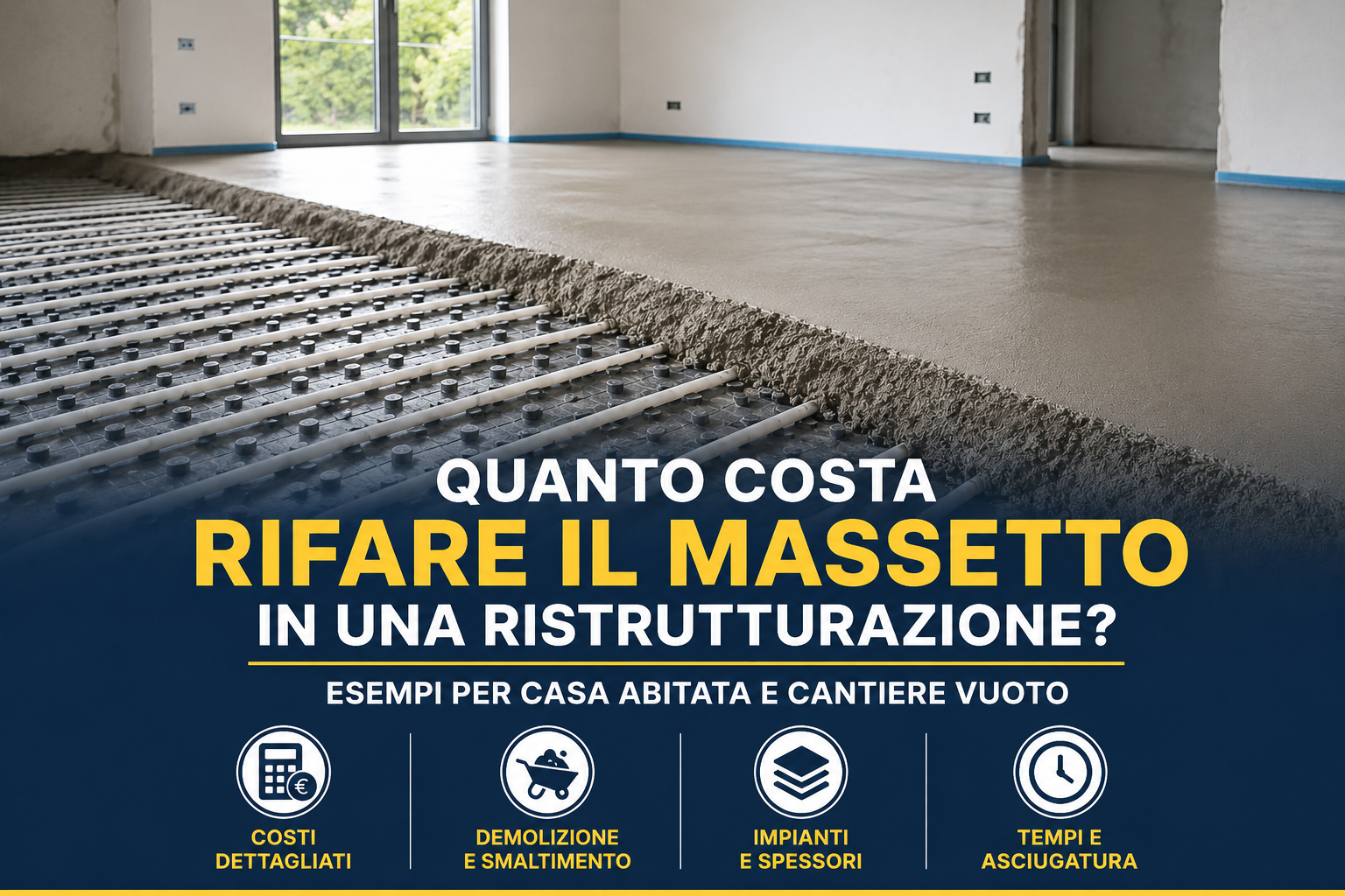 Quanto costa rifare il massetto in una ristrutturazione con nuova posa del massetto sopra impianto radiante in un appartamento in fase di ristrutturazione - massetti.org - preventivo massetti
